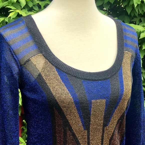 French Connection Deco Metallic Knit Dress Sz 6 - Picture 2 of 6